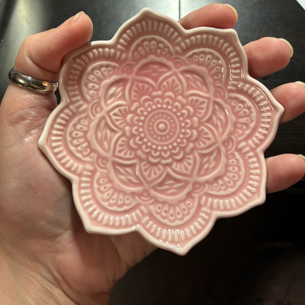 Pink Mandala ceramic Ring Dish
